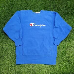 VTG 90S Champion Reverse-Weave Sweatshirt L/XL Spell Out Script Made in USA